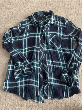 Rails Teal & Navy Plaid Button-Up Shirt - Unbranded